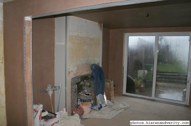 dining room after day 1 of plastering