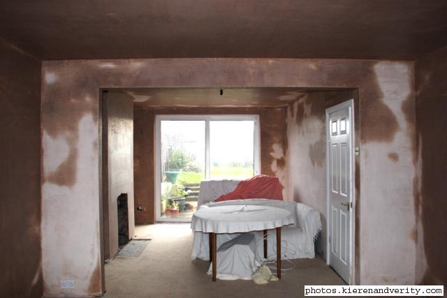 garden view after day 3 of plastering