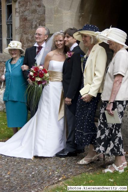 Caroline and Doug outside church with family