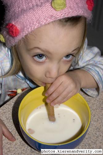 Amy with coco pops straw