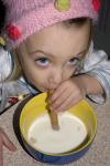 Amy with coco pops straw