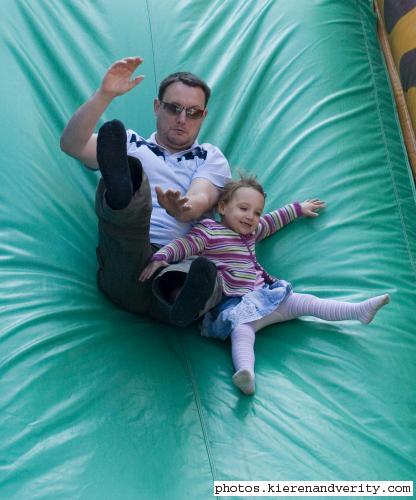 Anthony and Amy on slide at Bristol Zoo