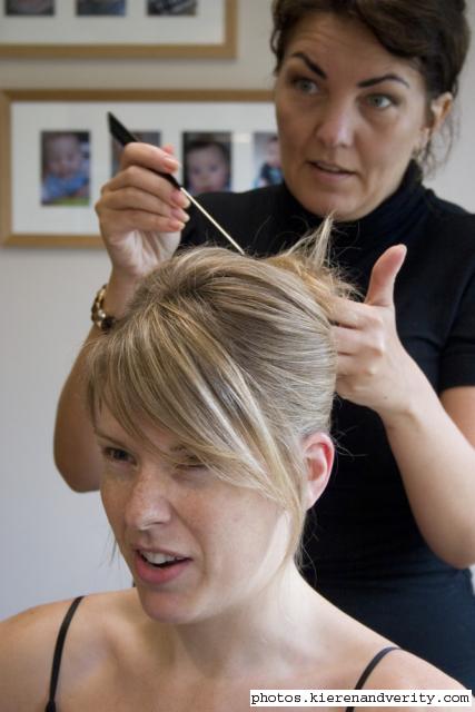 Helen having her hair done