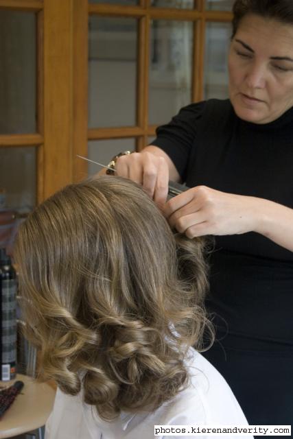 Claire having her hair done