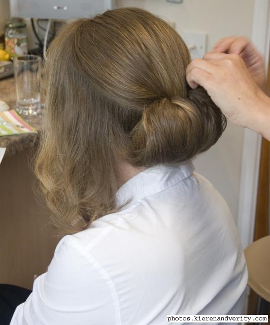 Claire having her hair done