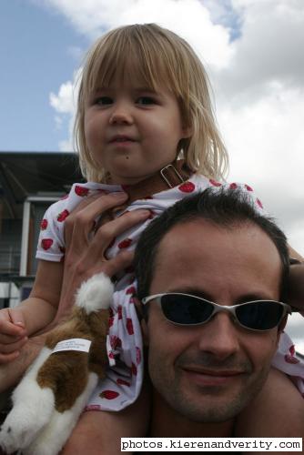 Bethany on Kieren's shoulders