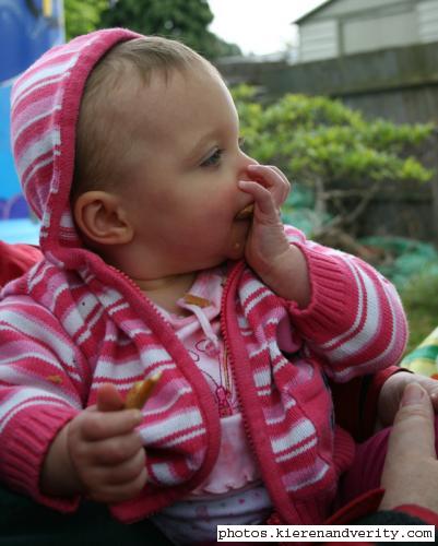 Amy eating bread stick