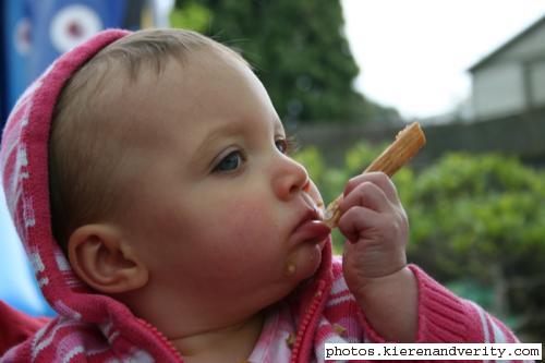 Amy eating bread stick 2