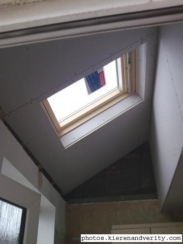 Day 3 - view of the boarded ceiling round skylight